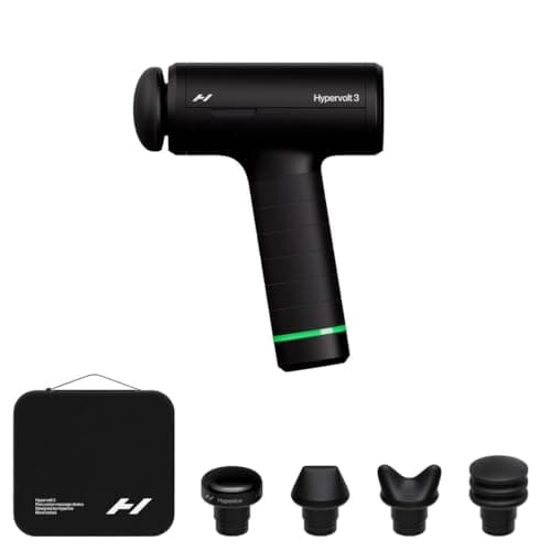 Hyperice Hypervolt 3 – QuietGlide Technology Handheld Percussion Massage Gun | 5 Speeds, 5 Interchangeable Heads | Helps Relieve Sore Muscles, Improve Mobility and Speed Up Recovery