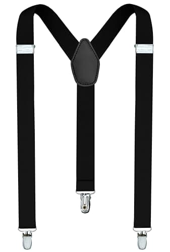 trilece Black Suspenders for Men - Mens Suspender, Adjustable Y Back Style Suspender Women, Suspenders with Heavy Duty Strong Clips (Black, 1)