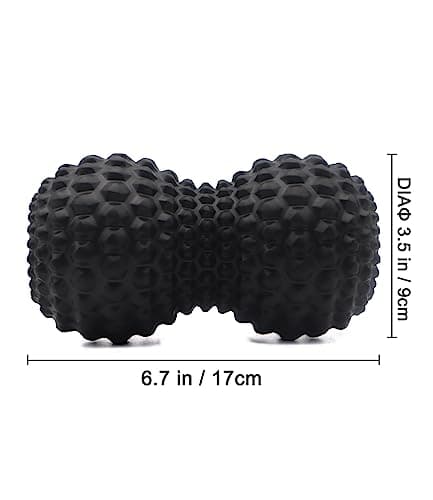 KITWILD Peanut Massage Ball, Double Lacrosse Massage Roller Ball for Deep Tissue Muscle Massage, Physical Therapy, Myofascial Release, Muscle Knots, and Yoga Therapy (Black)