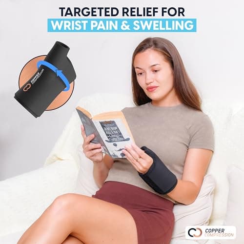 CopperFreeze™ Wrist Sleeve by Copper Compression. Hot & Cold Therapy Support for Pain, Swelling, and Injury Recovery. 360° Copper Infused Relief for Hands, Wrists, and Forearms