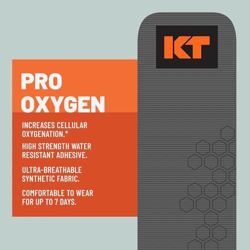 KT Tape Pro Oxygen, Synthetic Kinesiology Athletic Tape with Celliant Technology, 20 Count, 10” Precut Strips, Titanium