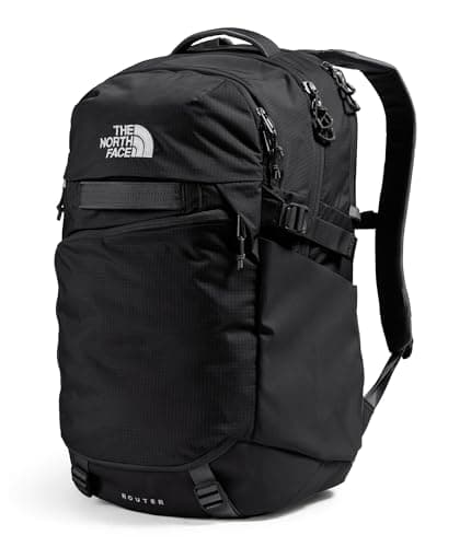 The North Face Router Everyday Laptop Backpack - Daypack, Water Repellent, Laptop Sleeve, Reflective Details, TNF Black/TNF Black-NPF, One Size