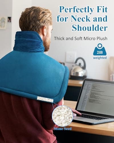 Heating Pad for Neck Shoulders Back, Weighted Heated Wrap, Electric Neck Shoulder Heating Pads 6 Heat Settings 4 Auto-Off,Mothers Day Gifts for Mom, Anniversary Birthday Gifts for Women Men Dad, Blue