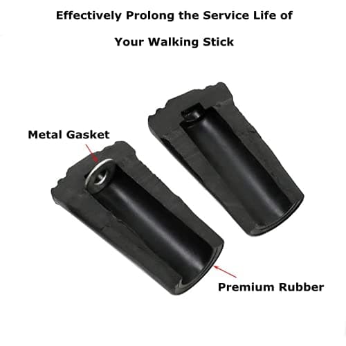 Walking Stick Tips Rubber 4 Pack Trekking Pole Tips Replacement Rubber Feet for Hiking Poles, Walking Sticks, Trekking Poles Rubber Tip for Walking Sticks Hiking Trekking Poles