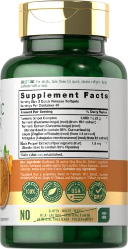 Carlyle Turmeric and Ginger Supplement | 120 Softgel Capsules | Turmeric Curcumin Complex | with Black Pepper Extract | Non-GMO, Gluten Free