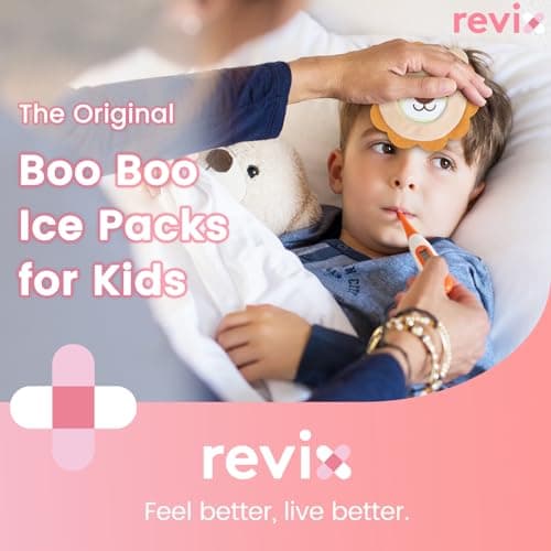 REVIX Kids Ice Packs - Reusable Gel Cold Packs for Toddlers and Babies, Soft Cloth Covers with 4 Cute Animal Designs, Hot & Cold Compress for Comfort, Soothing, Relaxation, and Everyday Bumps