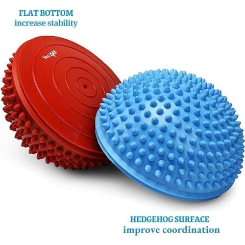 Yes4All Hedgehog Balance Pods for Exercise, Core Body Balancing, for Youth & Adults with Hand Pump, Set of 5, PVC Material, Multi-Color