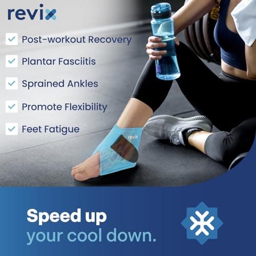 REVIX Ankle Ice Pack Wrap for Plantar Fasciitis & Foot Pain Relief, Reusable Gel Cold Compress Wrap for Feet Swelling, Achilles Tendonitis, and Sprained Ankles Recovery