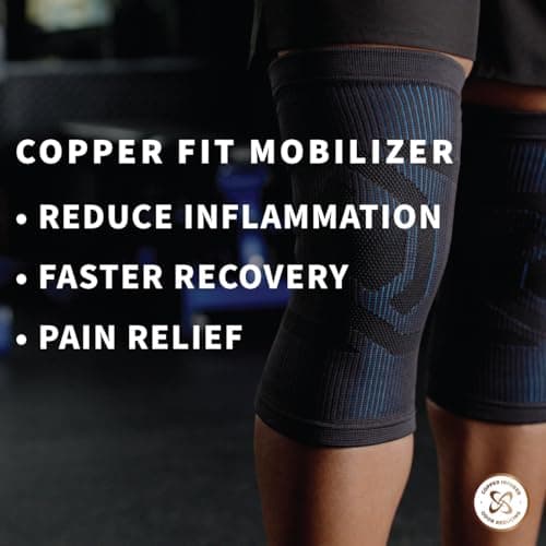 Copper Fit Mobilizer Knee Sleeve – ProSeries with Removable Side Stabilizers Knee Support for Advanced Recovery – Mobility, Knee Pain, Swelling, Inflammation, Circulation, Arthritis, Tendonitis (L/XL)