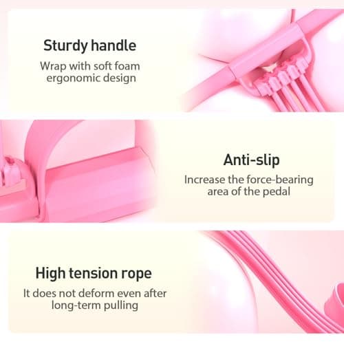 Pedal Resistance Band with Handle, 2026 New Upgrate 8 Tube Exercise Band 3‑in‑1 Multi-Function for Foot Pedal Pull, Back Stretch & Chest Expand, Portable Latex Fitness (1 * Pink)