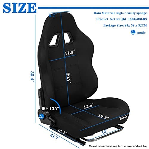 Marada Racing Bracket Seat Simulator Chair with Double Locking Slides Gaming Race Seat Adjustable Fit for Most Driving Sim Cockpit(No Steering Wheel Mount)