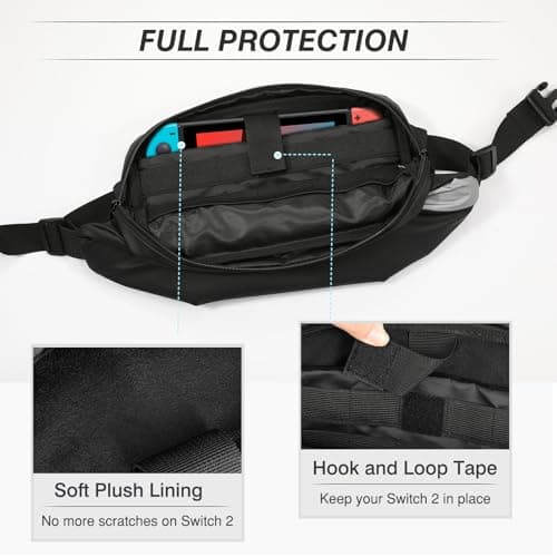 MoKo Sling Bag for Men, Large Waterproof Fanny Pack with Adjustable Strap for Switch 2/iPad Mini, Multi-pockets Shoulder Chest Crossbody Bag for Running Hiking Cycling Travel Walking, Black