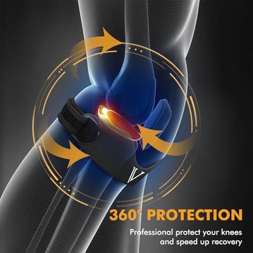 JHVW Patellar Tendon Support Strap 2-Pack, Knee Brace for Women Men, Adjustable Knee Patella Band Strap for Tendonitis, Running, Squats (Black)