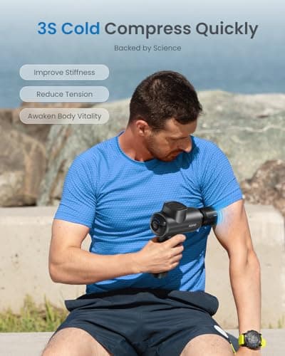 RENPHO Active Thermacool Massage Gun Deep Tissue with Heat and Cold, Fathers Day Dad Gifts, FSA Eligible, Back Massager for Muscle Relief, HSA, Percussion Body Masajeador for Men Women Athletes