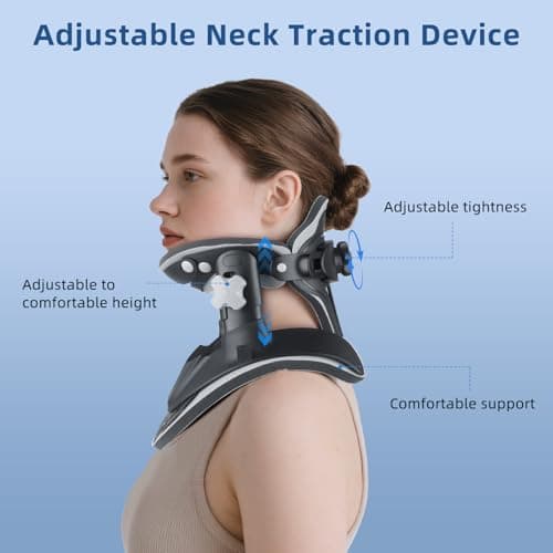 Holniva Neck Stretcher Cervical Traction, Adjustable Cervical Neck Traction Device, Neck Braces for Neck Pain and Support, Ergonomic Design for Home, Office & Travel Use - FSA Eligible/HSA Eligible