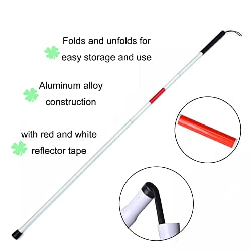 Baitaihem Folding Blind Cane Reflective Red Folding Walking Stick for Vision Impaired and Blind People