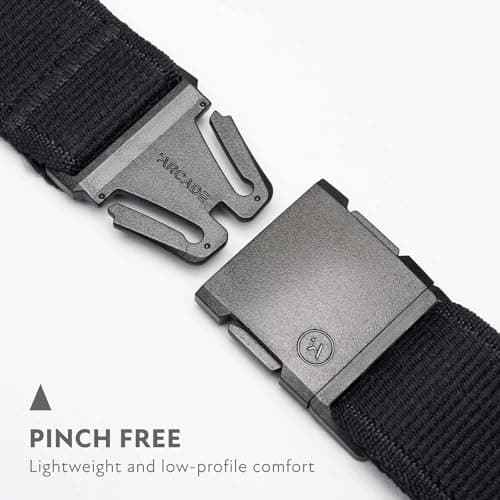 Arcade Belts A2 Atlas Unisex Adventure Belt: Heavy Duty Stretch, Metal Free Buckle, Black
