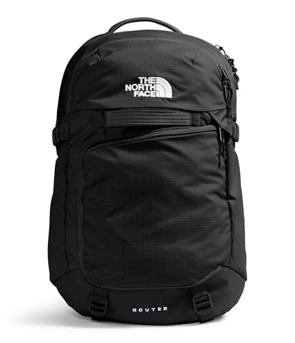 The North Face Router Everyday Laptop Backpack - Daypack, Water Repellent, Laptop Sleeve, Reflective Details, TNF Black/TNF Black-NPF, One Size