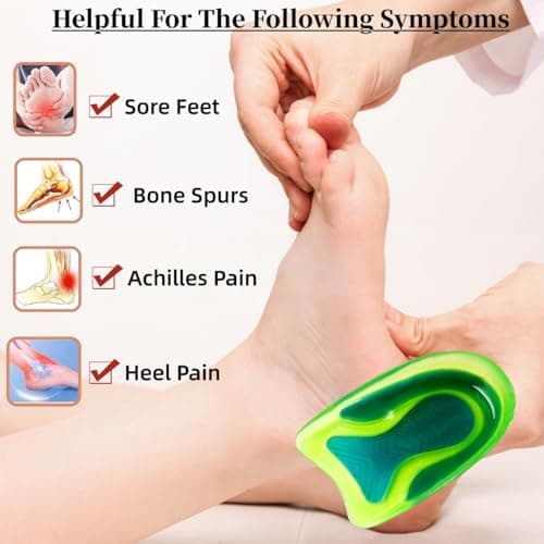 DLOSN 1 Pair Kids Heel Cups for Heel Pain Sport Shock Absorbing Gel Heel Inserts for Kid's with Sensitive Heels, Heel Spurs, Plantar Fasciitis, or Ankle Pain (Kid's Size 3.5-6.5 / Women 4.5-7.5)
