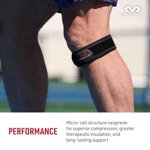McDavid Knee Support Strap Band, Pain Relief, Patella Tendon Support, Tendonitis, Jumpers Knee Brace, Runners Knee, Adjustable for Men & Women , Black