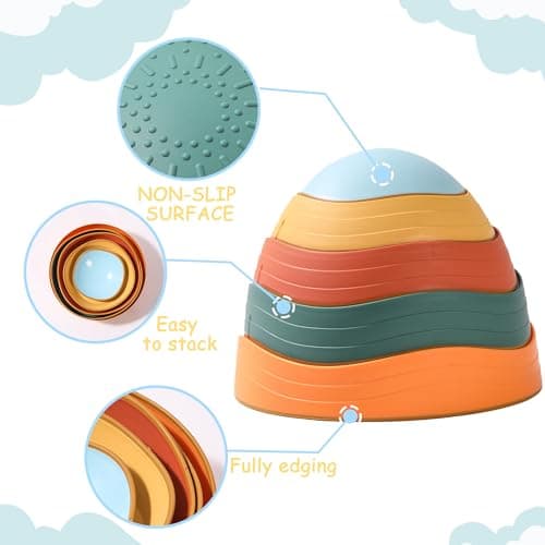 LoomLark Balance Stepping Stones for Kids 5pcs Non-Slip River Stones Obstacle Course Play Indoor and Outdoor Coordination Game Sensory Toys Toddler Ages 3 4 5 6 7 8+