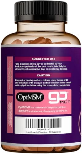 Hair Growth Vitamins for Women | Biotin 10,000mcg, Collagen, Patented OptiMSM®, goMCT®, Saw Palmetto | Naturally Regrow Stronger & Healthier Hair, Skin and Nails | Stops Hair Loss | 60 Day Supply
