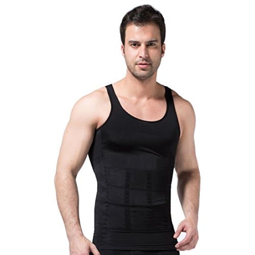 Frogwill Mens Posture Correction/Support/Pain Relief Slimming Body Vest Shirt (L, Black-New)