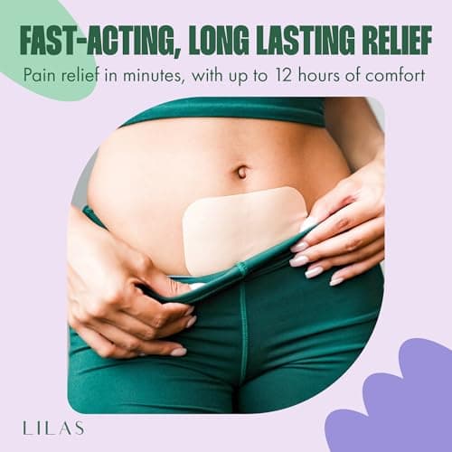 LILAS Period Cramps Pain Relief Patch, 10 Pack | Instant Relief for Menstrual Cramp, PMS, Endometriosis & PCOS | 12-Hour Comfort | Natural & Vegan Topical Patches | Trusted Formula & Upgraded Design