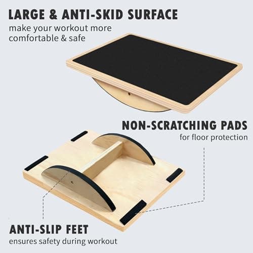 Balance Board Professional Wobble Board for Adults Anti-Slip for Physical Therapy Standing Desk Core Strength Wooden Rocker Board(350LBS) (Balance Board)
