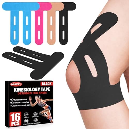 NUITPY Kinesiologie Tape Knie Test – 16 Stück Pre-Cut Unisex Black