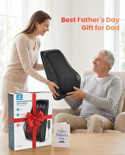 COMFIER Back Massager with Heat, Deep Tissue Shiatsu Neck and Back Massager Chair Use Massager Pillow with Adjustable Flap