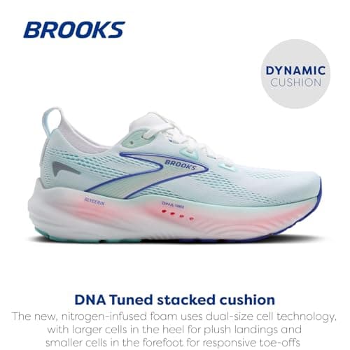 Brooks Women’s Glycerin 22 Neutral Running Shoe - White/Limpet Shell/Amparo Blue - 9 Medium