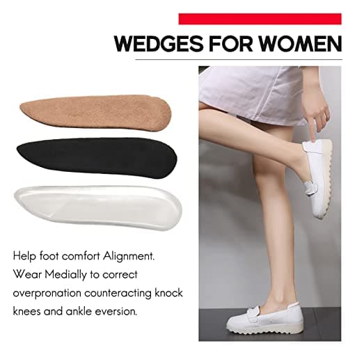 Lizusidtsy Medial & Lateral Heel Wedge Silicone Insoles for Supination and Pronation, Corrective Adhesive Gel Shoe Inserts for Bow Legs, Foot Alignment, Knock Knee Pain, 333170