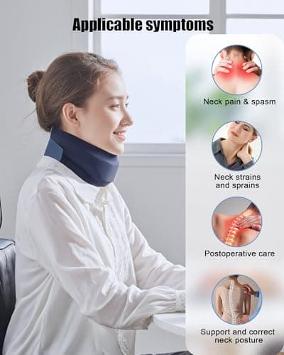 BLABOK Neck Brace for Sleeping - Cervical Collar Relief Neck Pain and Neck Support Soft Foam Wraps Keep Vertebrae Stable for Relief of Cervical Spine Pressure for Women & Men Prussian Blue Medium Size