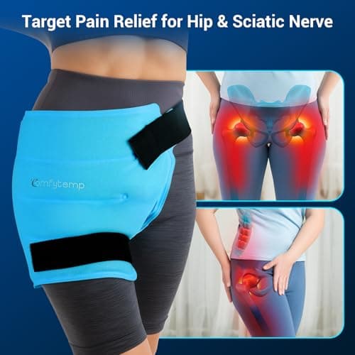 Comfytemp Hip Ice Pack Wrap for Sciatica Pain Relief, Hip Replacement Kit After Surgery, Reusable Gel Ice Pack for Injuries, Hot Cold Compress Recovery Items Physical Therapy for Men Women, Blue (S/M)