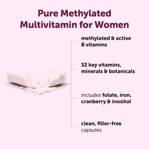 Micro Ingredients Pure Methylated Multivitamin for Women, 240 Capsules | 32-in-1 Formula with Vitamin B, C, D + Iron, Methylfolate & More | Supports Women 's Daily Wellness | Filler Free, Non-GMO