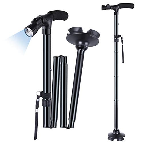 Ohuhu Gehhilfe mit LED Test: Faltbarer Wanderstock mit Licht im Check