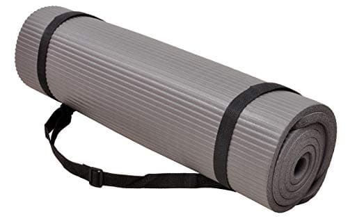 Fitvids All Purpose 1/2-Inch Extra Thick High Density Anti-Tear Exercise Yoga Mat and Knee Pad with Carrying Strap, Gray