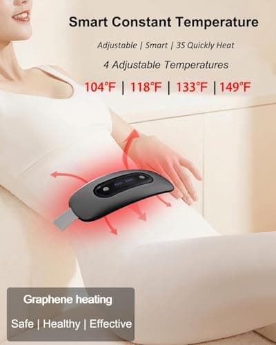 Electric Heating Pad, Portable Cordless Menstrual Heating Pad with 4 Heat Levels and 4 Massage Modes, Fast Large Heating Belly Wrap Belt for Cramps, Back Pain Relief Gifts for Women Girls Her(Black)