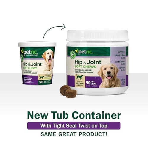 Petnc Hip & Joint Health Supplement for Dogs (90 Chews), Glucosamine Chondroitin MSM Dog Chews with Hyaluronic Acid, Liver Flavored Bone & Joint Support Supplement, For All Breeds