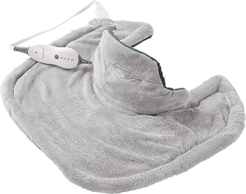 Sunbeam Contoured Heating Pad for Neck & Shoulder Pain Relief with Auto Shut Off Moist Heating Option 22 x 19 Grey