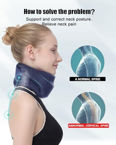BLABOK Neck Brace for Sleeping - Cervical Collar Relief Neck Pain and Neck Support Soft Foam Wraps Keep Vertebrae Stable for Relief of Cervical Spine Pressure for Women & Men Prussian Blue Medium Size