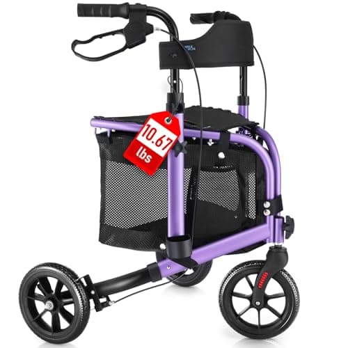 WALK MATE 3 Wheel Rollator Walker Review – Purple Foldable Model