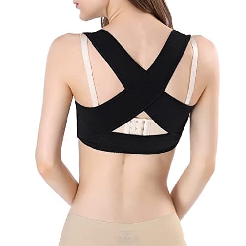 Front Closure Bra for Women Plus Size Breast Back Support Posture Corrector Bras Criss Cross Halter Top Underwear (Color : Black, Size : L/Large)