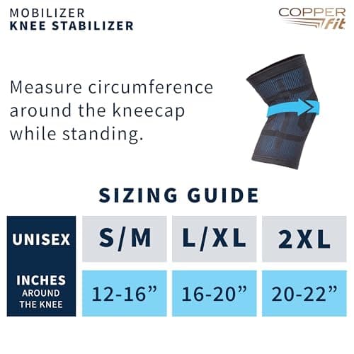 Copper Fit Mobilizer Knee Sleeve – ProSeries with Removable Side Stabilizers Knee Support for Advanced Recovery – Mobility, Knee Pain, Swelling, Inflammation, Circulation, Arthritis, Tendonitis (L/XL)