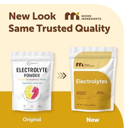 Micro Ingredients Electrolyte Powder, 2 lbs (139 Servings) | Lemon Raspberry Flavor | High Potassium (1,000mg) + Coconut Water & Real Lemon Juice | No Sugar, Keto Friendly | Non-GMO