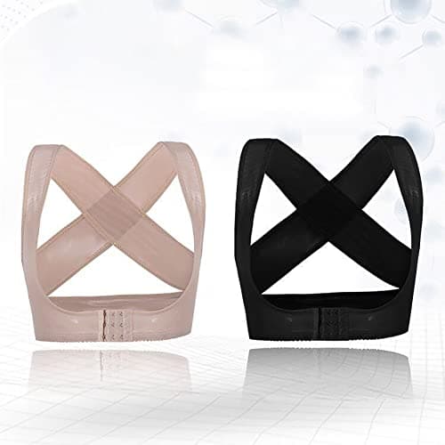 Surakey Women Chest Brace Up for Posture Corrector Shapewear Tops Breast Support Bra Top X Strap Fashion Breast Bras (Skin Color XL)