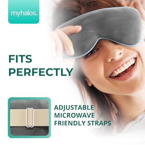 MyHalos® Heated Eye Mask for Dry Eyes - Steam Warm Compress for Eyes - Remove Styes, Chalazion Therapy Warming and Heating Pad Hot Compress - Moist Heat Mask for Blepharitis & MGD - FSA|HSA Eligible
