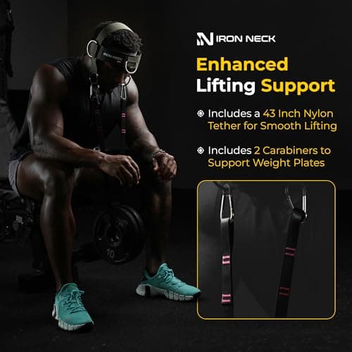 Iron Neck Neck Trainer, Exerciser, & Strengthener with Adjustable Head and Chin Strap - Portable Head Harness for Weight Lifting, Home, & Gym Use - Exercise & Workout Equipment (Alpha, Green)