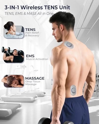 KingPavonini Wireless TENS Unit Muscle Stimulator for Pain Relief Therapy, 2 Units Dual-Channel TENS Machine, 30 Intensities, Pocket-Sized TENS Device for Sciatica Back Pain, Charging Case, Model U13